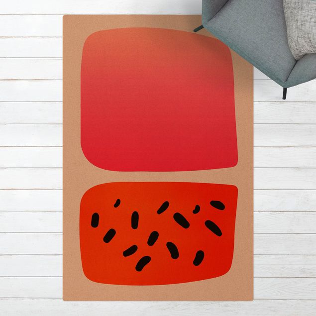 Moderner Teppich Abstrakte Formen - Melone und Rosa