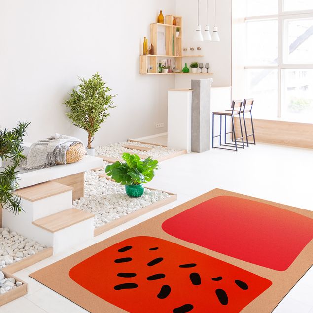 Roter Teppich Abstrakte Formen - Melone und Rosa