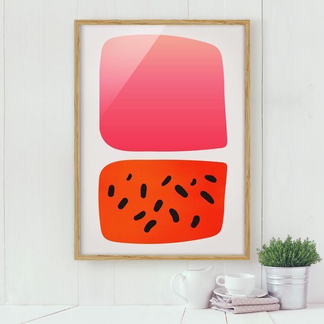 Wanddeko Küche Abstrakte Formen - Melone und Rosa