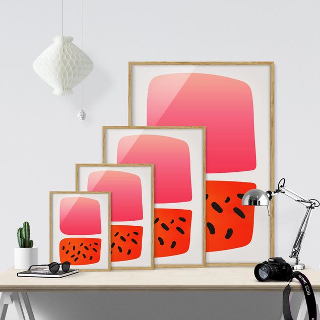 Wandbilder Rot Abstrakte Formen - Melone und Rosa
