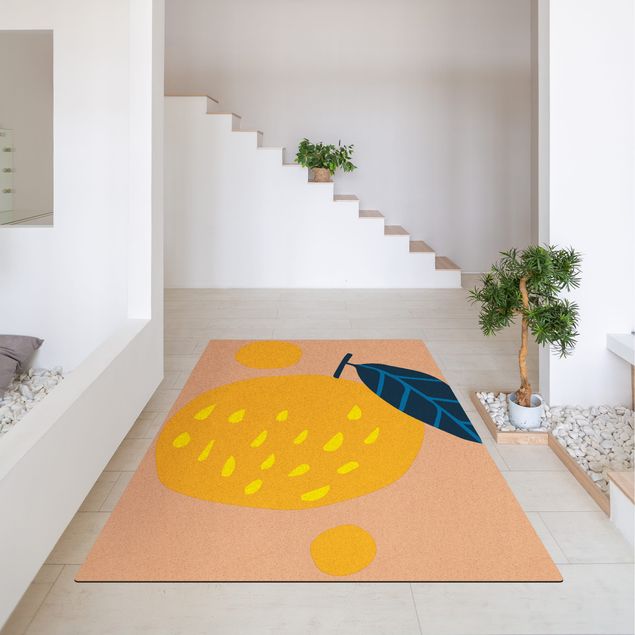 Teppich Esszimmer Abstrakte Formen - Orange