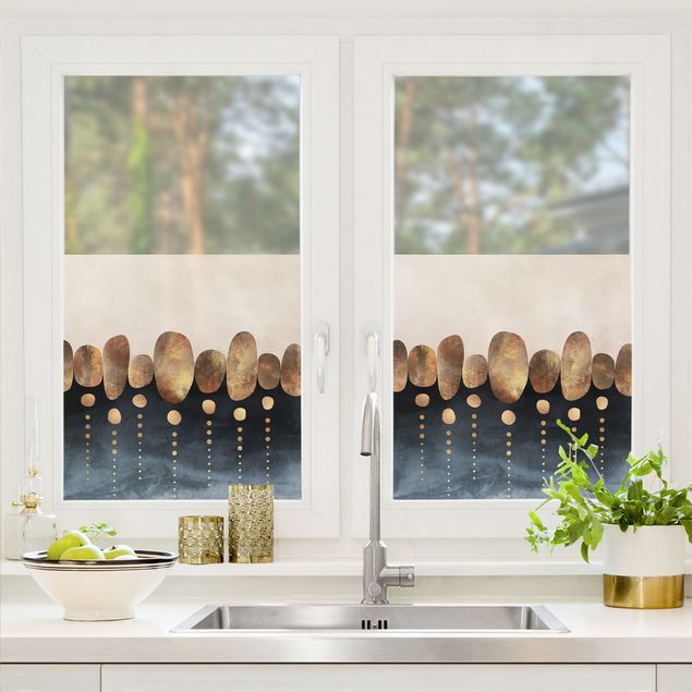 Fensterfolie - Sichtschutz - Abstrakte goldene Steine - Fensterbilder