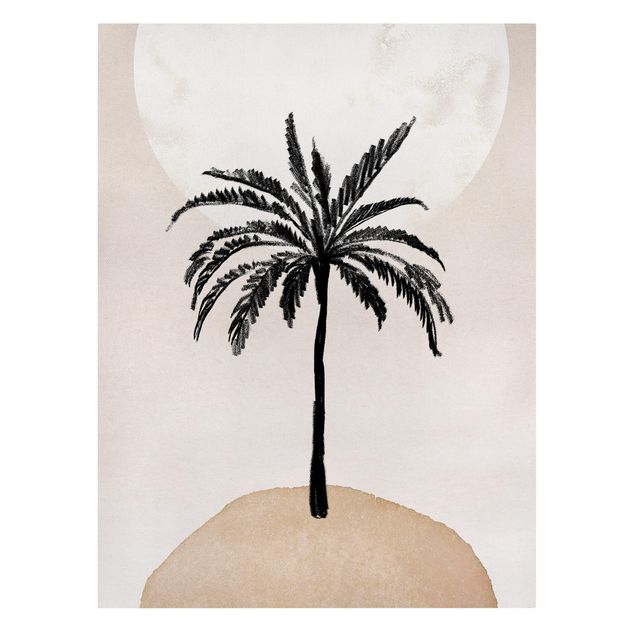 Gal Design Kunstdrucke Abstrakte Palmeninsel mit Mond