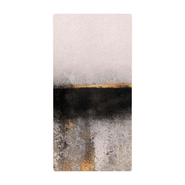 Teppich klein Abstrakter Goldener Horizont Schwarz Weiß