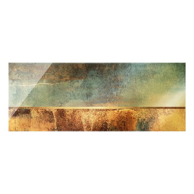 Fredriksson Bilder Abstraktes Seeufer in Gold