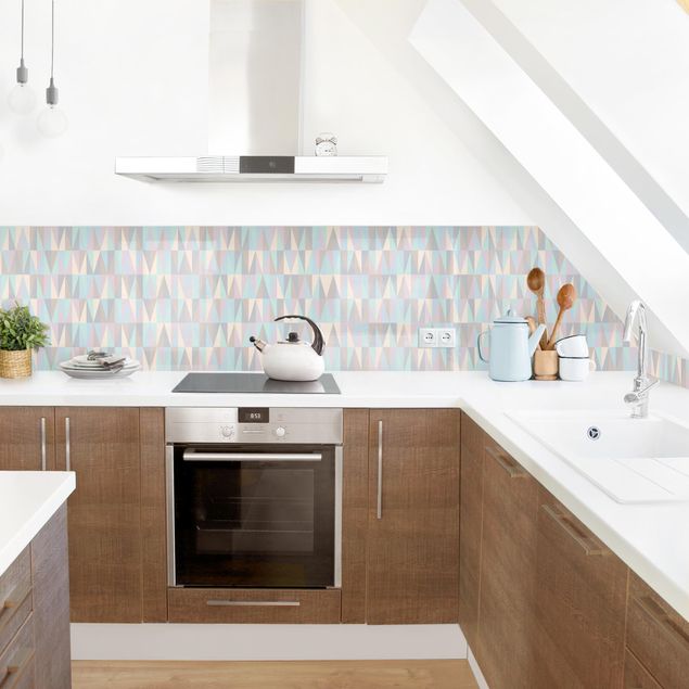 Glasrückwand Küche Dreiecke in Pastellfarben II