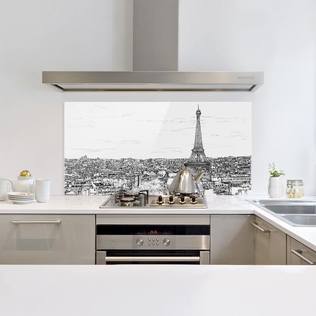 Küchenspiegel Glas Stadtstudie - Paris