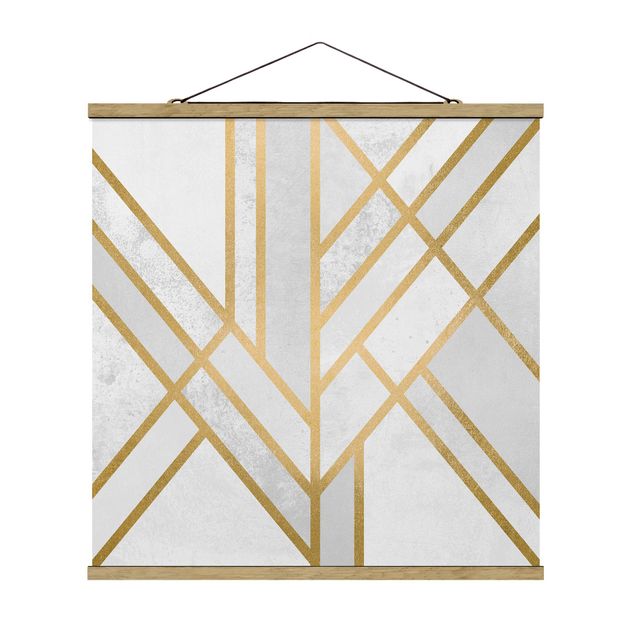 Wandbilder Abstrakt Art Deco Geometrie Weiß Gold