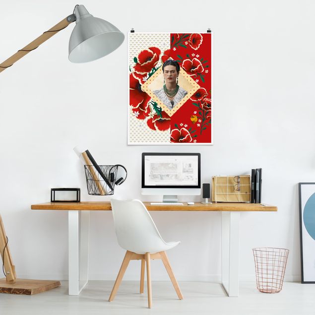 Kunstkopie Poster Frida Kahlo - Mohnblüten