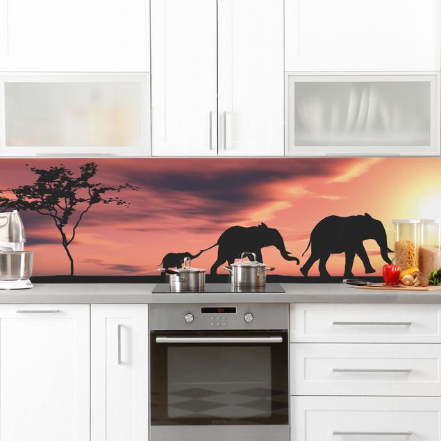 Spritzschutz Küche Glas Savannah Elefant