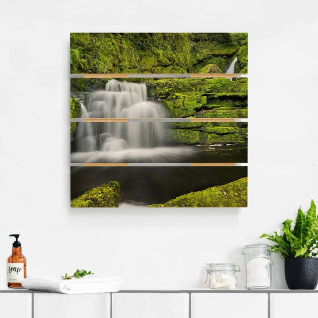Holzbilder Landschaften Lower McLean Falls in Neuseeland