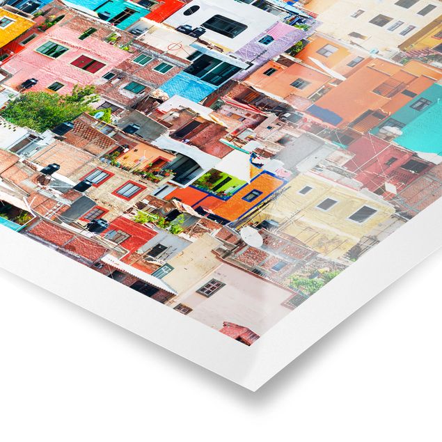 schöne Bilder Farbige Häuserfront Guanajuato