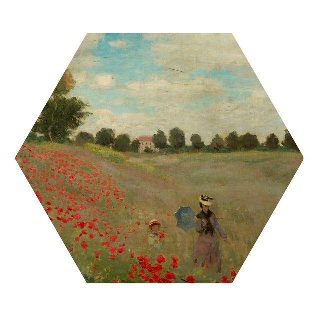 Holzbilder Landschaften Claude Monet - Mohnfeld bei Argenteuil