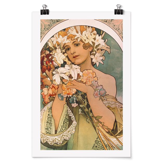 Poster mit Blumen Alfons Mucha - Blume