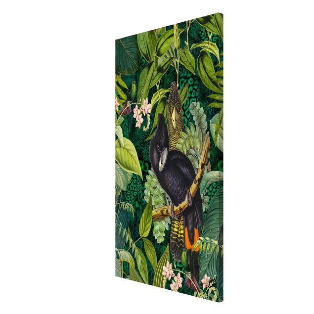 Magnettafeln Blumen Bunte Collage - Kakadus im Dschungel