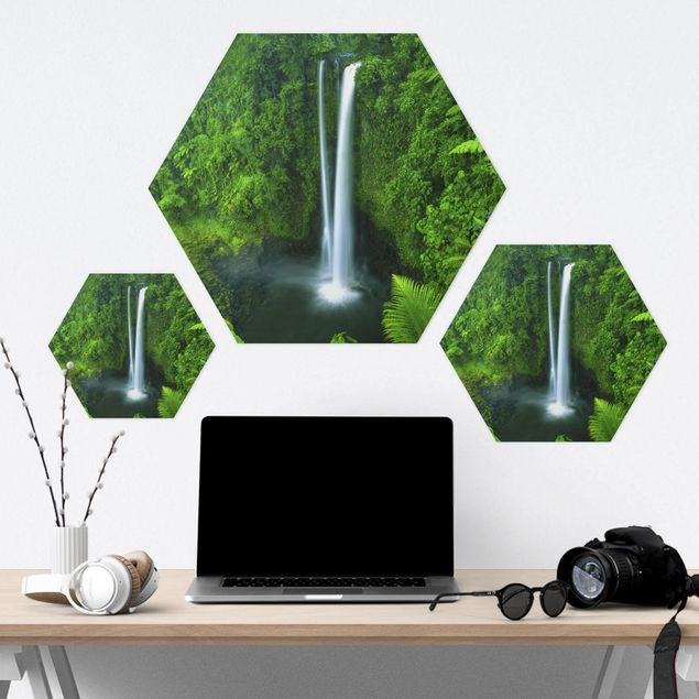 Hexagon Bilder Paradiesischer Wasserfall
