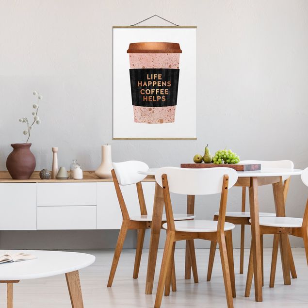 Wandbilder Kunstdrucke Life Happens Coffee Helps Gold