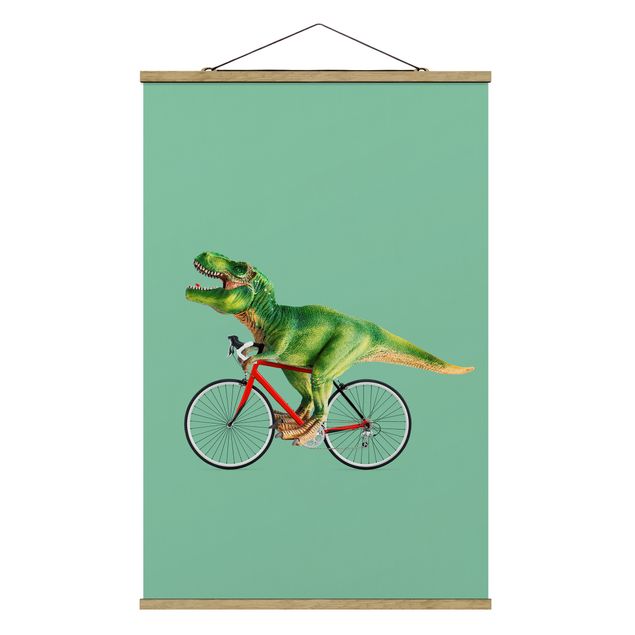 Wandbilder Modern Dinosaurier mit Fahrrad