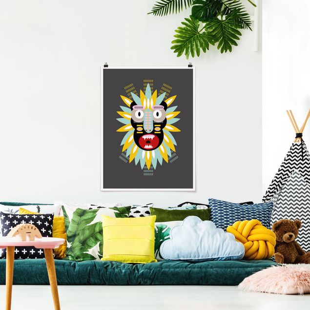 Wandbilder Indianer Collage Ethno Maske - King Kong