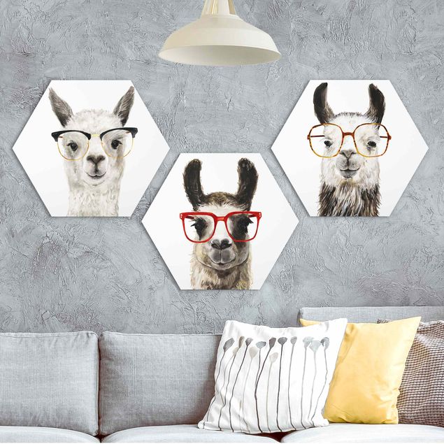 Küche Dekoration Hippe Lamas mit Brille Set I