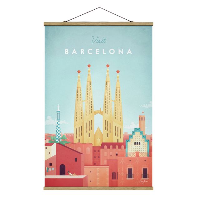 Wandbilder Retro Reiseposter - Barcelona