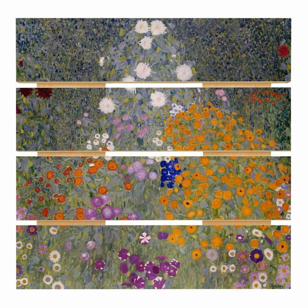 Holzbild Blumen Gustav Klimt - Bauerngarten
