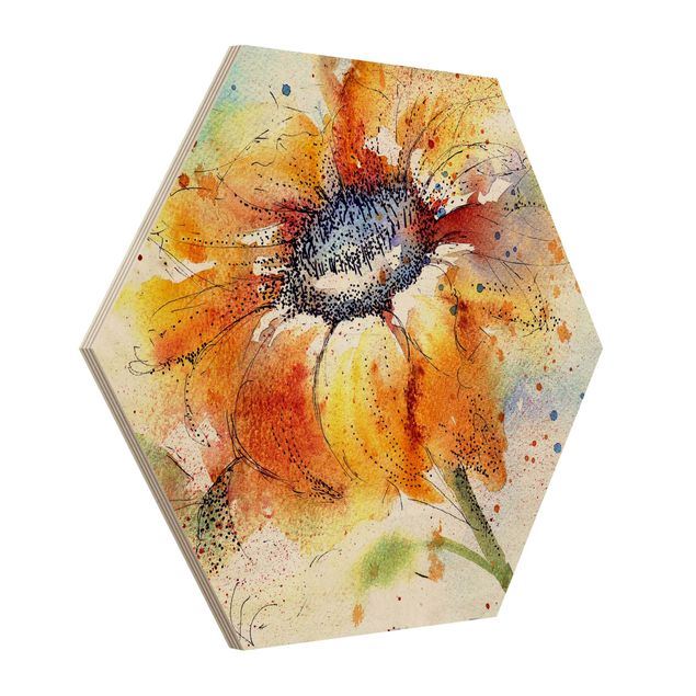 Bilder auf Holz Painted Sunflower