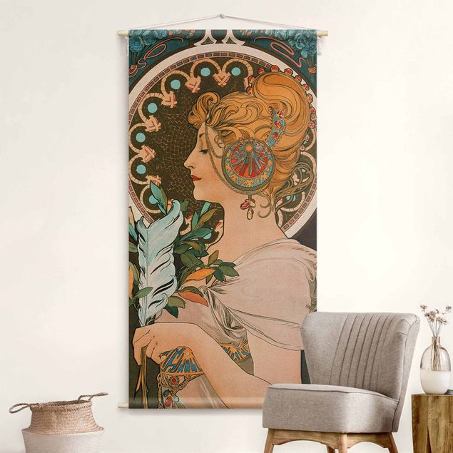 Wandbehang Vintage Alfons Mucha - Die Feder