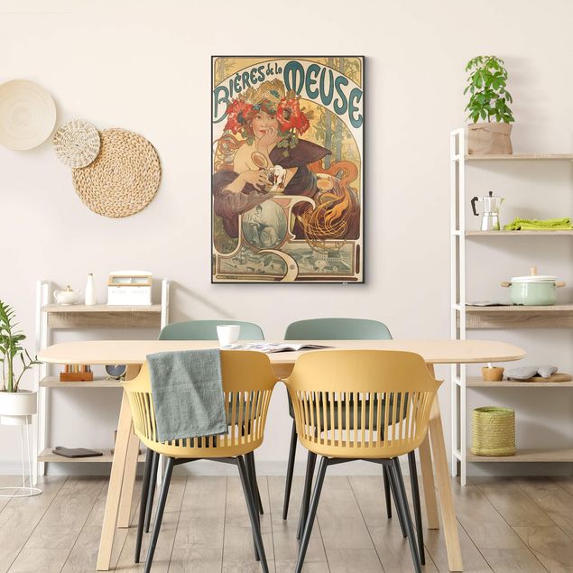 Wandbilder Mohnblumen Alfons Mucha - Plakat für La Meuse Bier