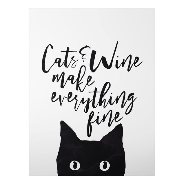 Wandbilder Katzen Cats and Wine make everything fine