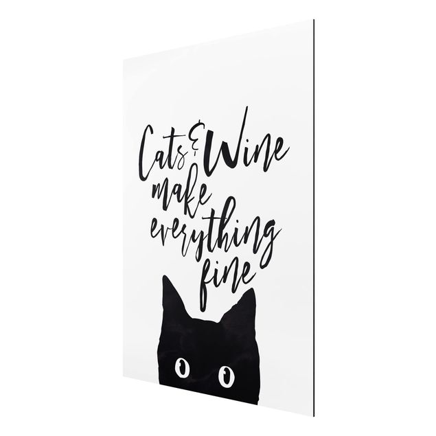 Wandbilder Sprüche Cats and Wine make everything fine