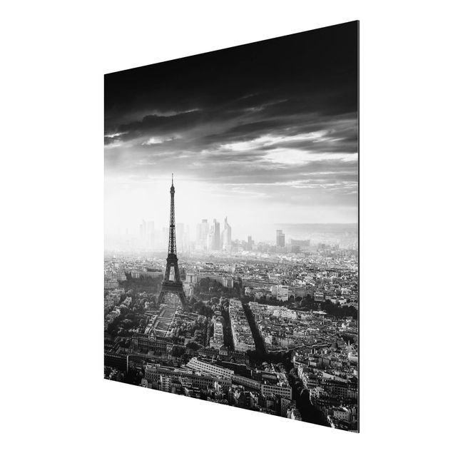 Wandbilder Architektur & Skyline Der Eiffelturm von Oben Schwarz-weiß
