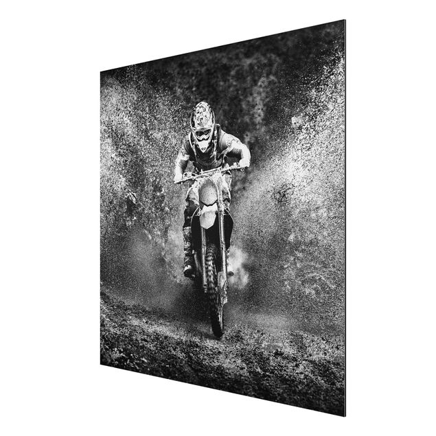 Wandbilder Portrait Motocross im Schlamm