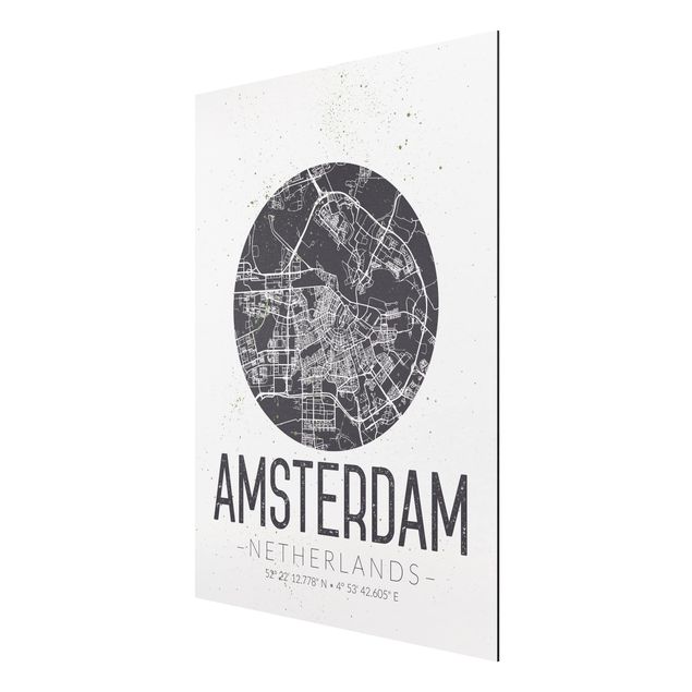 Wandbilder Sprüche Stadtplan Amsterdam - Retro