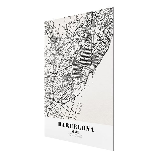 Wandbilder Sprüche Stadtplan Barcelona - Klassik