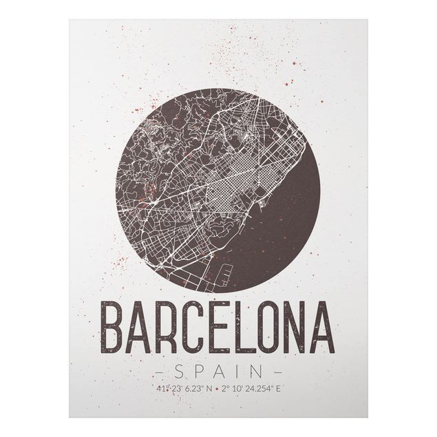 Wandbilder Weltkarten Stadtplan Barcelona - Retro