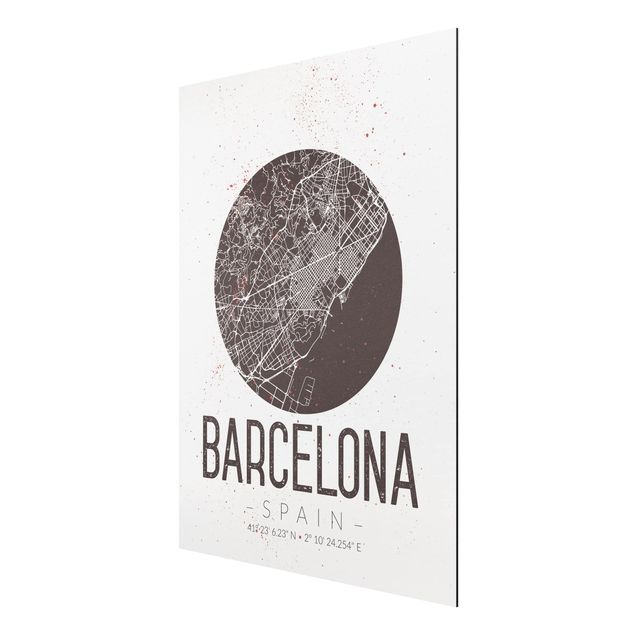 Wandbilder Sprüche Stadtplan Barcelona - Retro