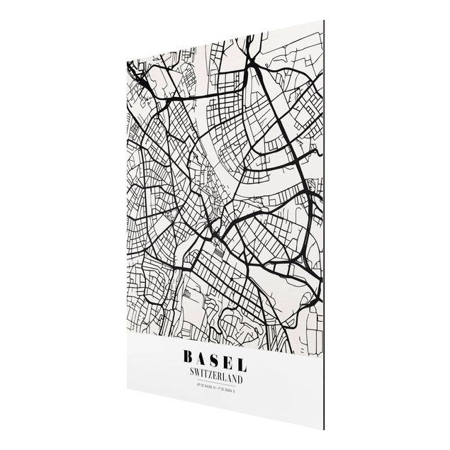Wandbilder Sprüche Stadtplan Basel - Klassik