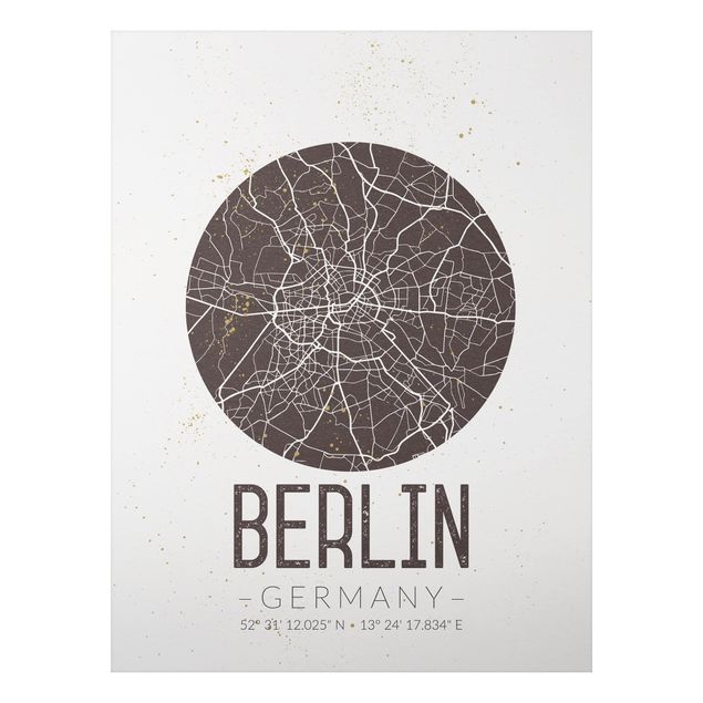Wandbilder Weltkarten Stadtplan Berlin - Retro