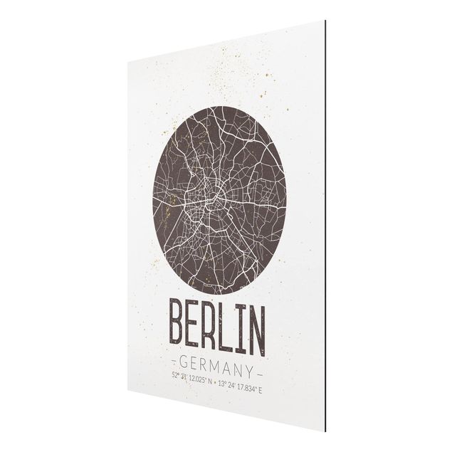 Wandbilder Sprüche Stadtplan Berlin - Retro