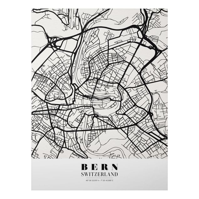 Wandbilder Weltkarten Stadtplan Bern - Klassik