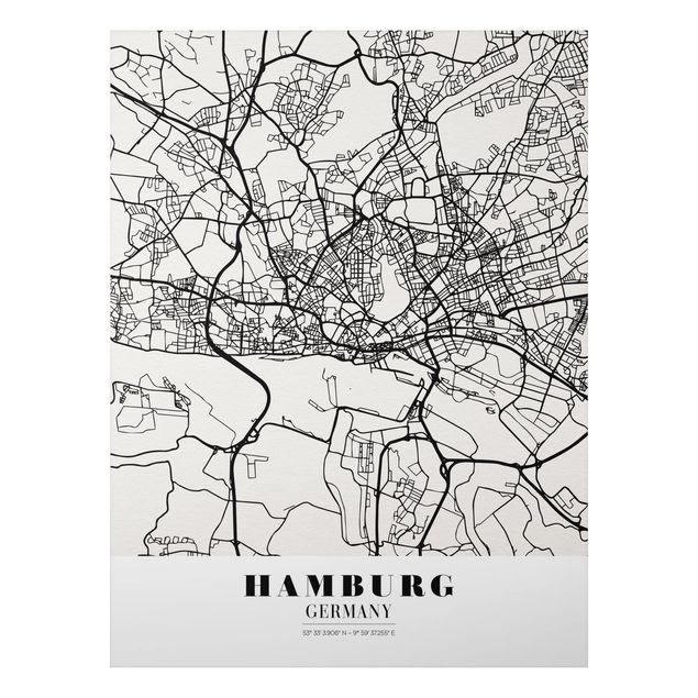 Wandbilder Weltkarten Stadtplan Hamburg - Klassik