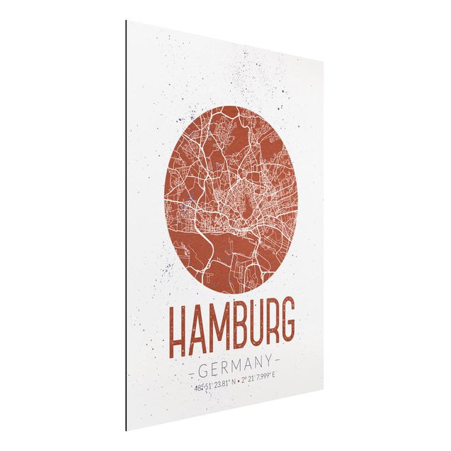 Wanddeko Küche Stadtplan Hamburg - Retro