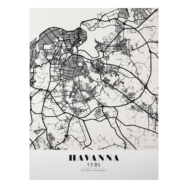 Wandbilder Weltkarten Stadtplan Havanna - Klassik
