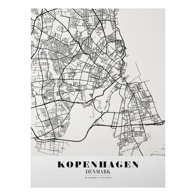 Wandbilder Weltkarten Stadtplan Kopenhagen - Klassik
