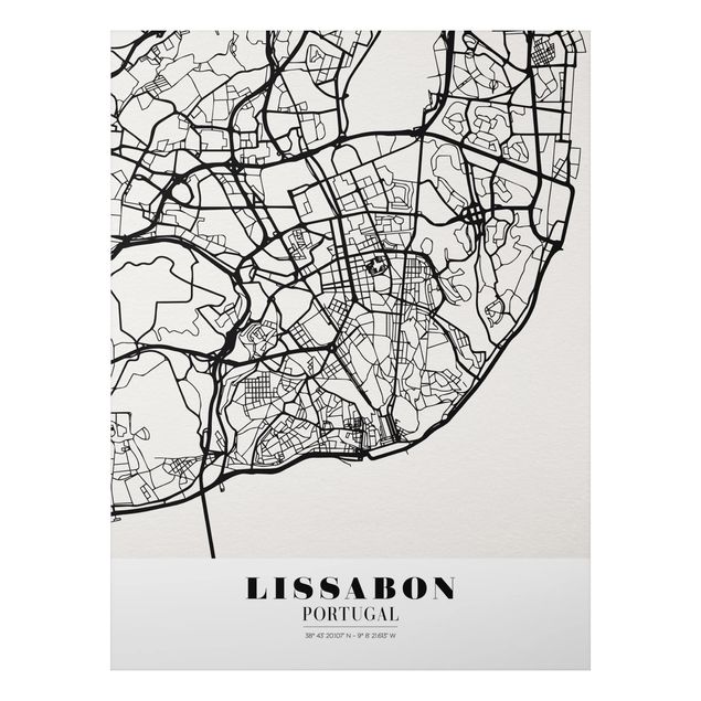 Wandbilder Weltkarten Stadtplan Lissabon - Klassik