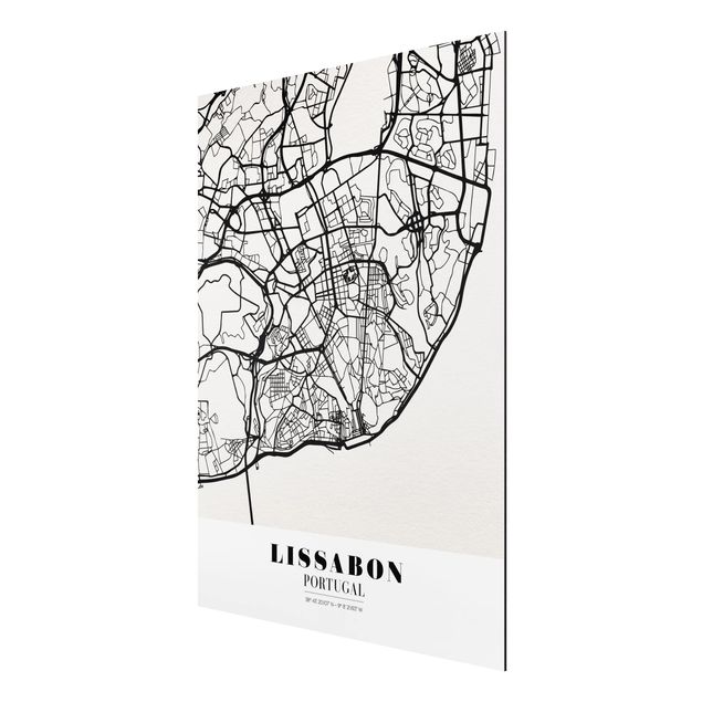Wandbilder Sprüche Stadtplan Lissabon - Klassik