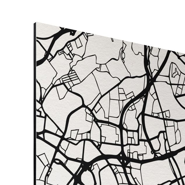 Wandbilder Schwarz-Weiß Stadtplan Lissabon - Klassik