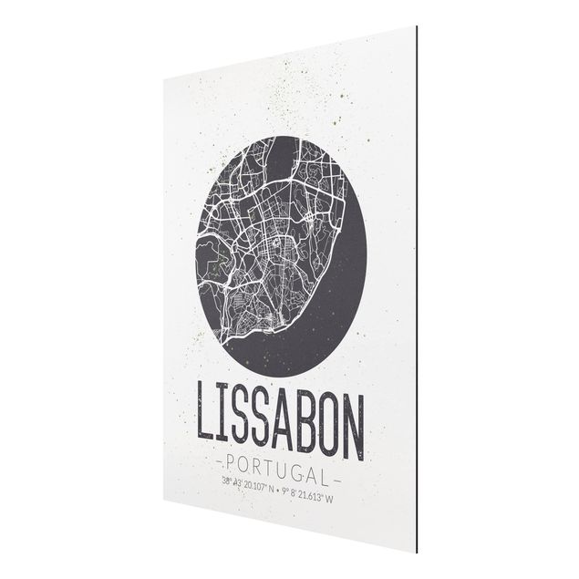 Wandbilder Sprüche Stadtplan Lissabon - Retro