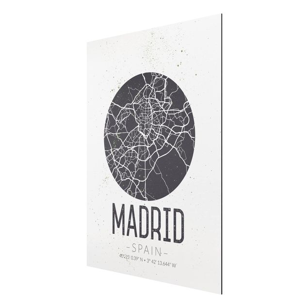 Wandbilder Sprüche Stadtplan Madrid - Retro
